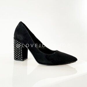 Maximalist | Black Suede Pumps with Studded Block Heel | Jessica Simpson